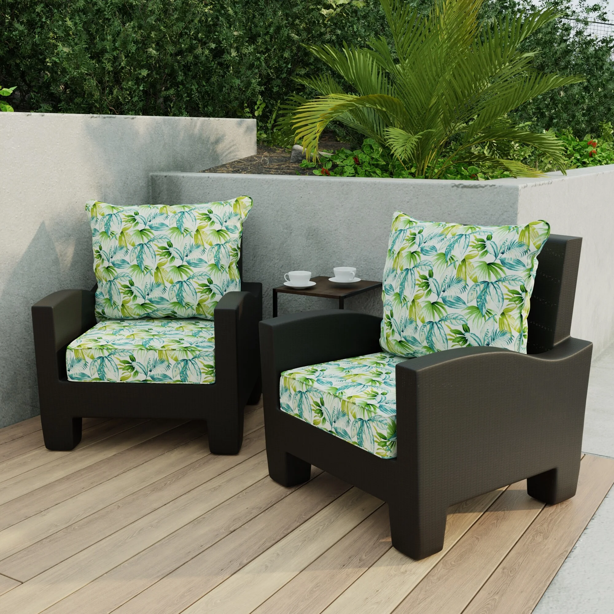 Jordan Manufacturing 24"&nbsp;x 47" Blue Leaves Outdoor Deep Seat Chair Cushion Set