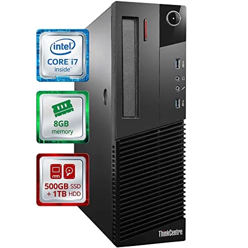 Lenovo ThinkCentre M93p Small Desktop Computer (SFF) | Quad Core Intel i7 (3.9GHz Turbo) | 8GB DDR3 RAM | 500GB SSD Solid State + 1TB | WiFi-5G +
