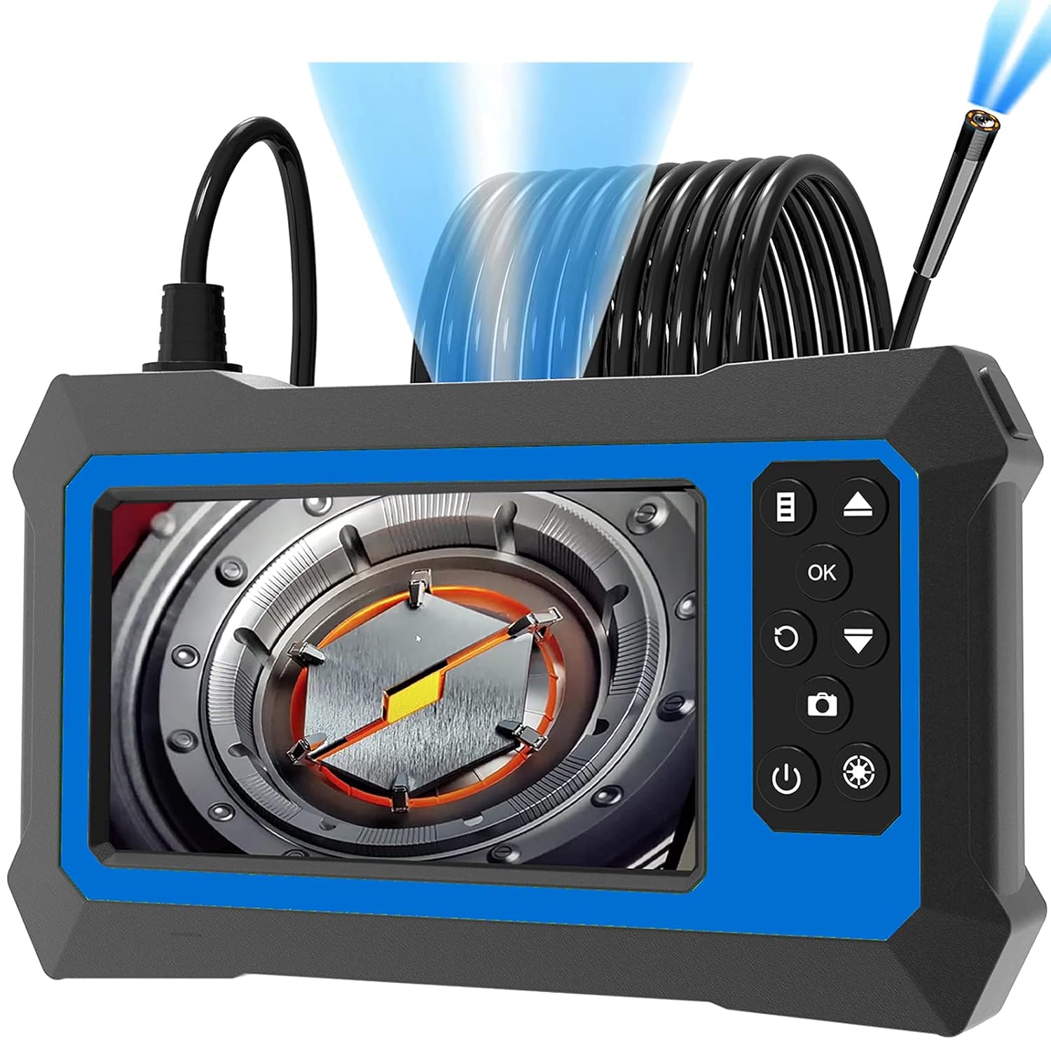 Upgraded Endoscope Inspection Camera 5.5mm Probe, 0.21inch Ultra Slim 1080P HD Borescope Camera 4.3 Inch LCD Screen Scope Camera