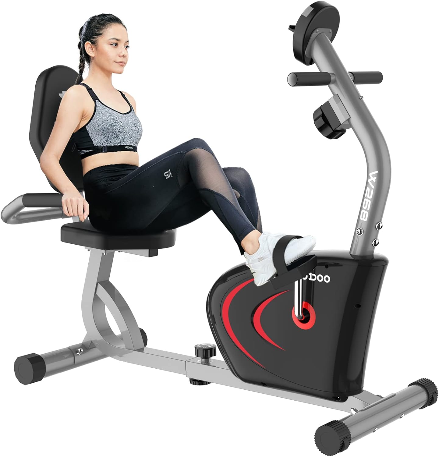 cycool Recumbent Exercise Bike, Magnetic Indoor Cycling Bike Stationary Bikes with Adjsutable Resistance and LCD Display For Home Cardio Workout
