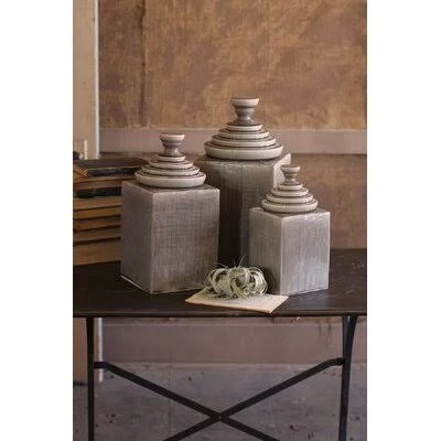 Textured Ceramic 3 Piece Kitchen Canister Set Bloomsbury Market