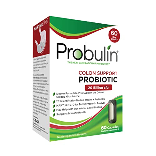 Probulin Colon Support Daily Probiotic + Prebiotic Supplement for Gut Health + Support for Occasional Gas and Bloating - 20 Billion CFU