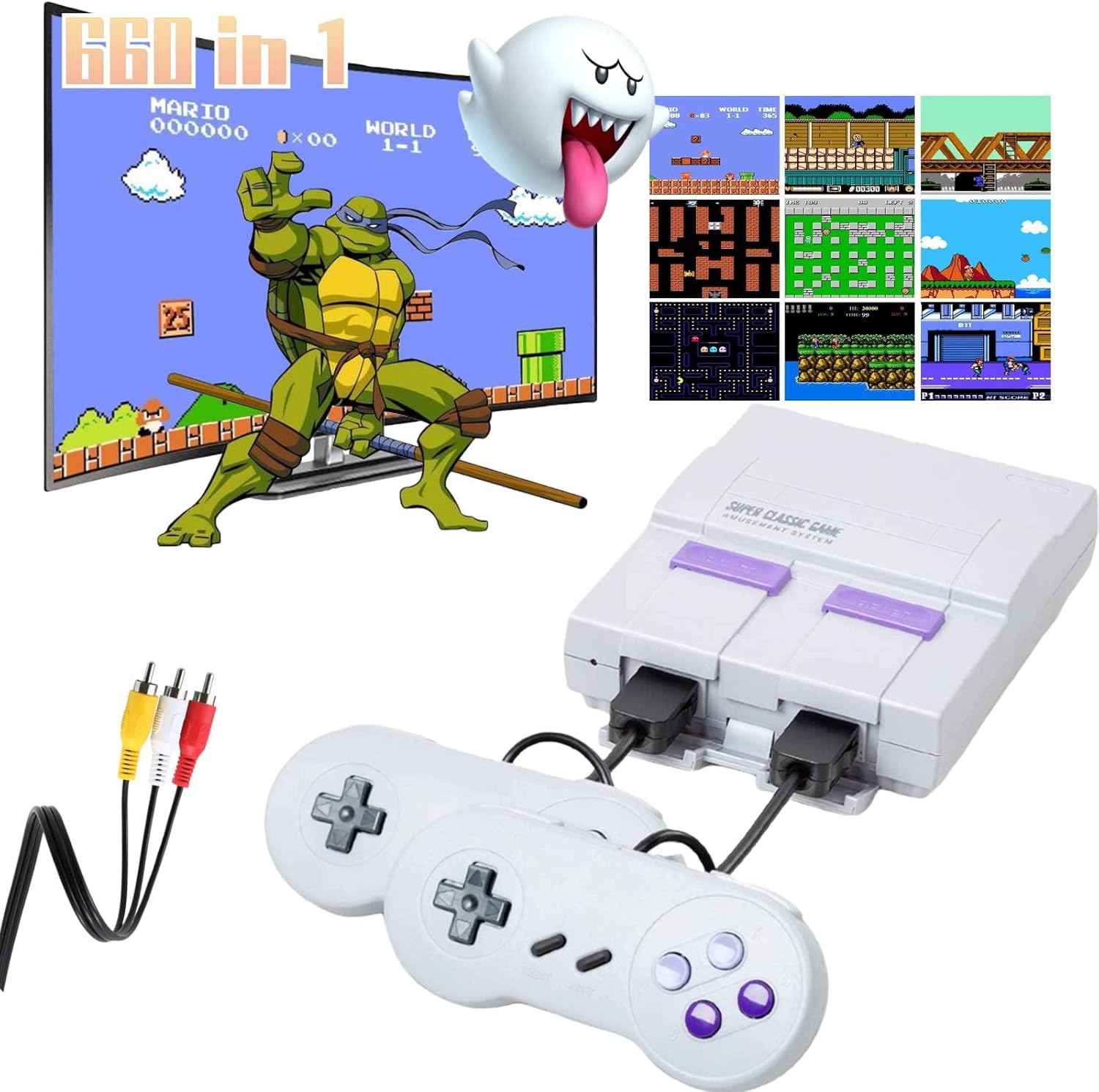 Retro Game Console,Classic Mini NES Console with Built-in 660 Video Games and 2 NES Classic Controllers