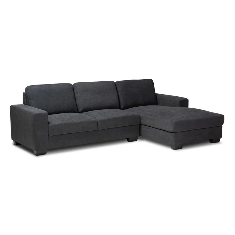 Bowery Hill Dark Grey Sectional Sofa with Right Facing Chaise - Radiant Selections