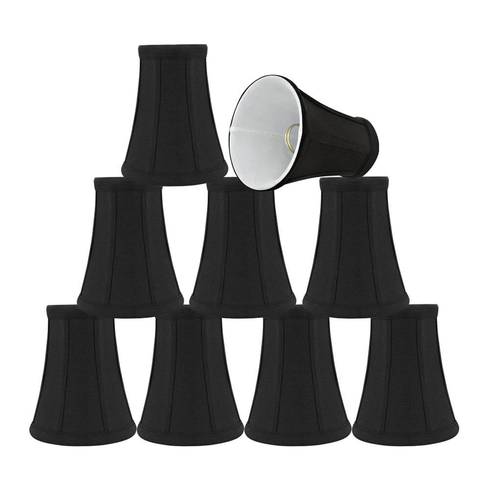 Aspen Creative 30244-9 4x22 Bottom Width Transitional Design Small Bell Shape Chandelier Clip-On Lamp Shade Set (9), 9 Pack, Bla