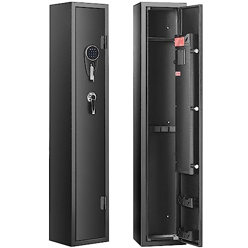 VEVOR 6-8 Rifles Gun Safe, Rifle Safe with Fingerprint & Digital Keypad Lock, Gun Storage Cabinet for Shotguns with Built-in Storage Locker