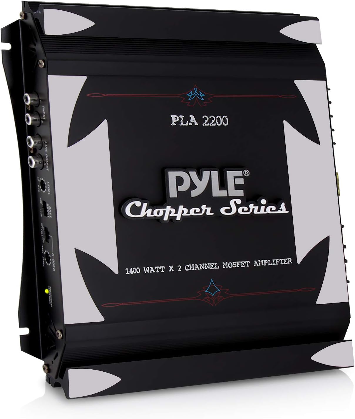 2 Channel Car Stereo Amplifier - 1400W Dual Channel Bridgeable High Power MOSFET Audio Sound Auto Small Speaker Amp w/ Crossover, Bass Boost Control