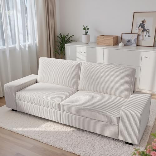 85" Loveseat, Corduroy Love Seat 3 Seater Couch with Removable Covers & Medium Firm Seat Cushion
