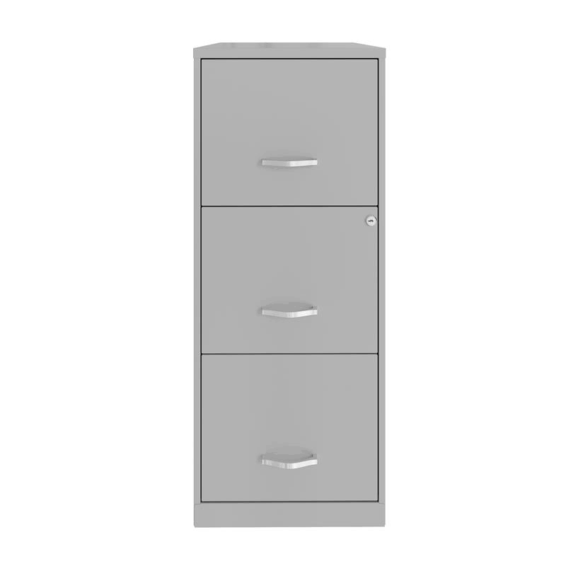 Space Solutions 3 Drawer Metal Vertical File Cabinet with Lock Arctic Silver - 25151