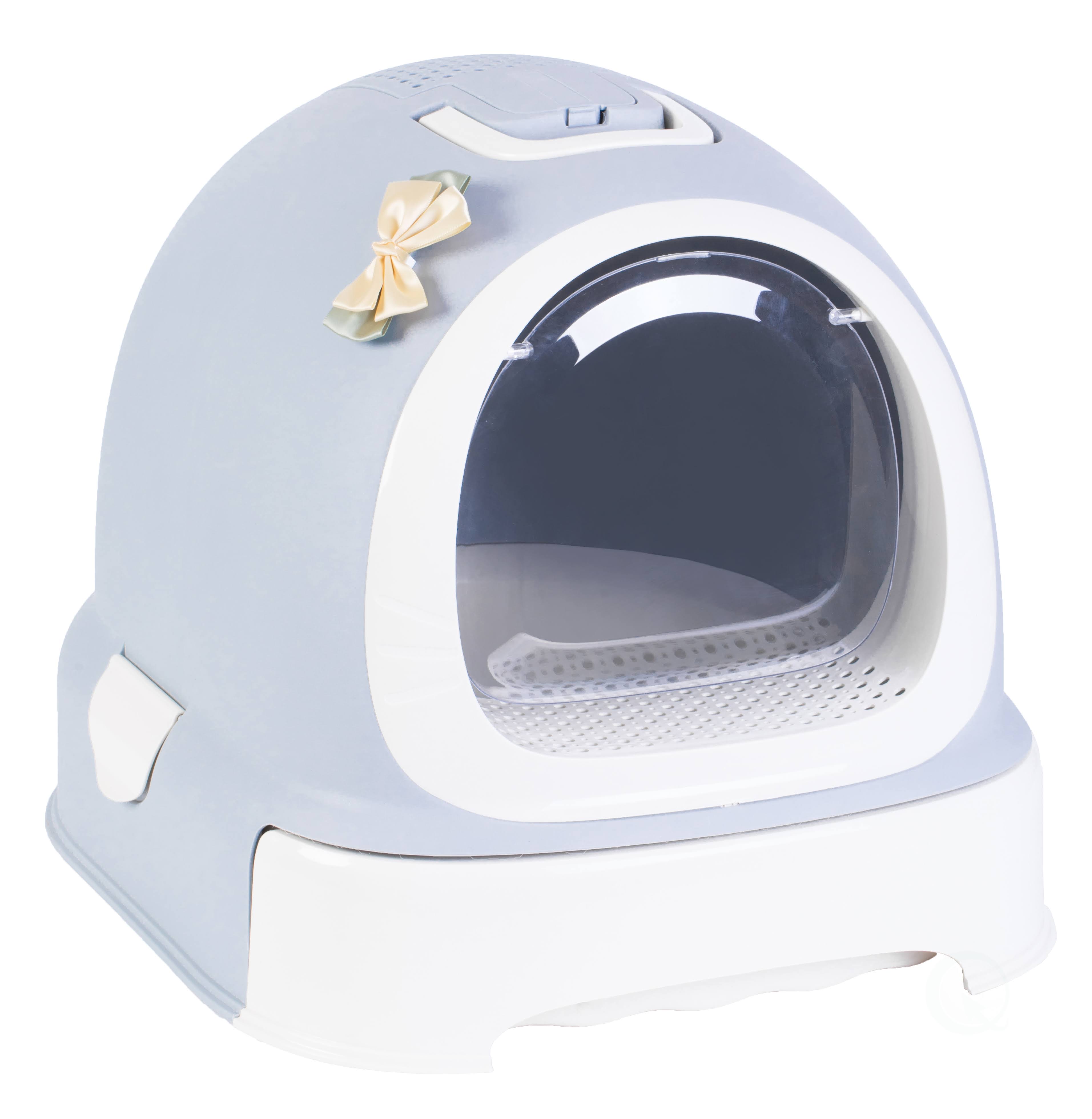 PawsMark Fully Enclosed Hooded Litter Pan with Front Entry Odor Close DOOR, Cat Litter Scoop Included
