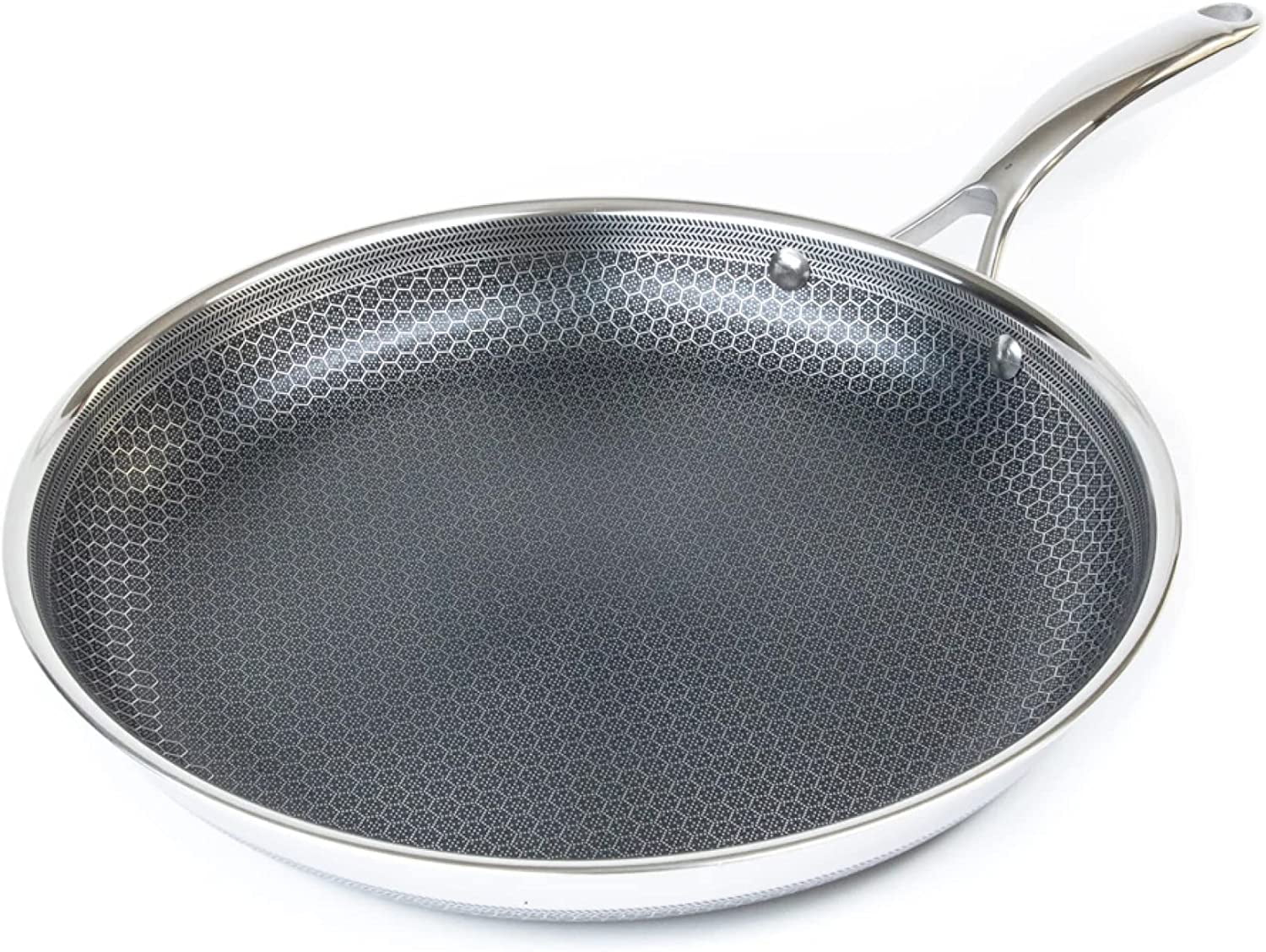 HexClad 12 Inch Hybrid Stainless Steel Frying Pan with Cooking Lid