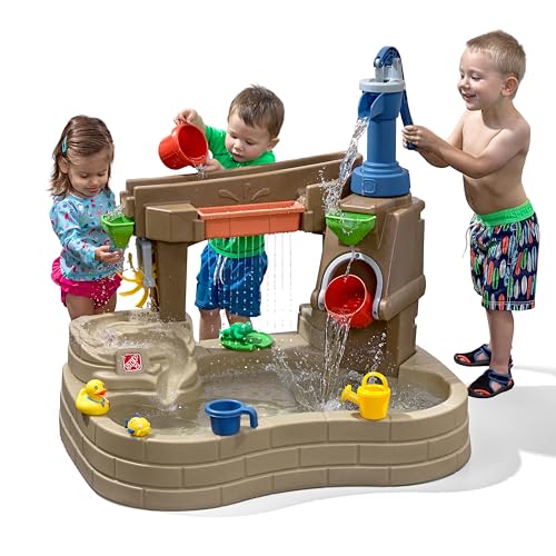 Step 2 Pump & Splash Discovery Pond Water Table, Kids Water Sensory Activity Pool, Summer Outdoor Toys, 10 Piece Toy Accessories