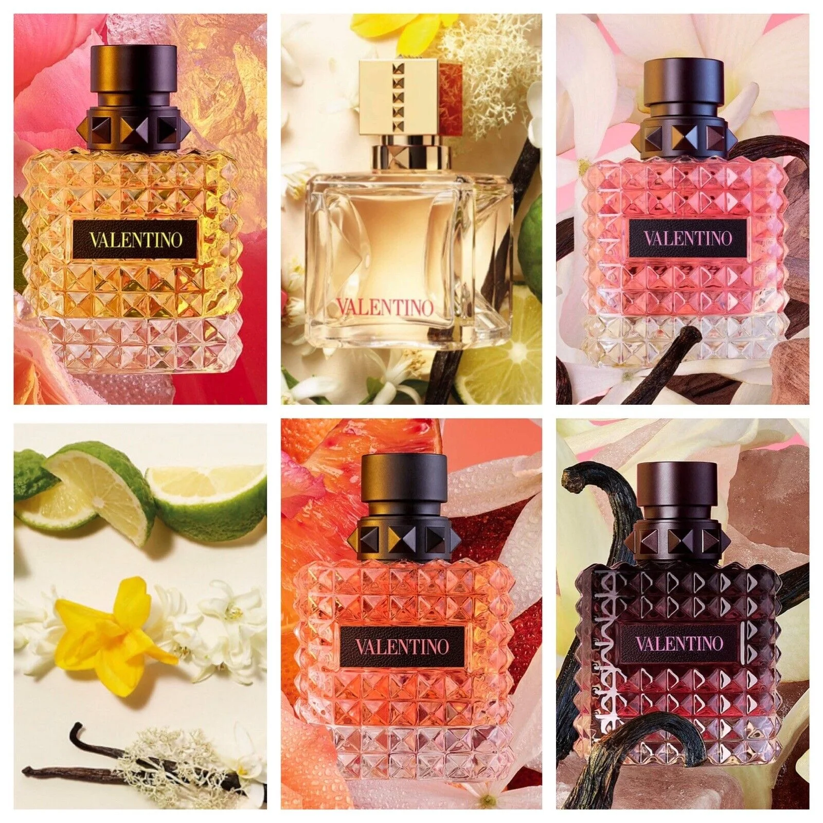 5 Mini 0.2 Oz Each Born In Roma Donna Yellow Dream Coral Fantasy Intense & Voce Viva Perfume Set Loose No Box Authentic Holiday Gift Set New