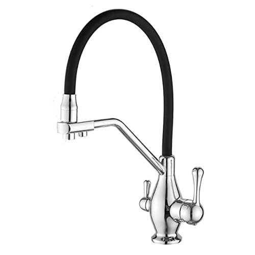 3 Way Water Filter Faucet Kitchen Drinking Faucets Brass Multifunction 3 in 1 Kitchen Mixer Faucet-Grey