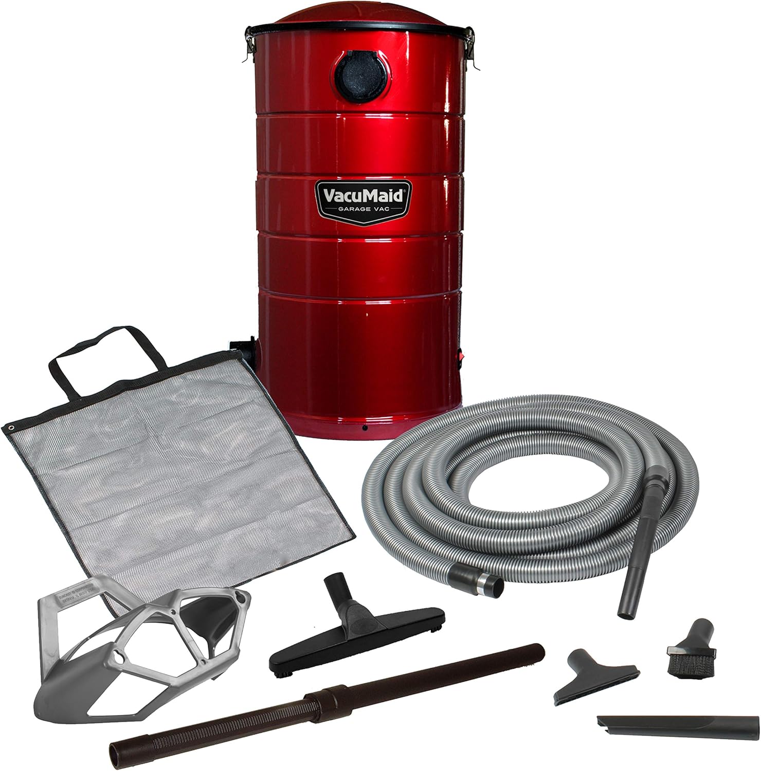 VacuMaid GV50R Wall Mounted Garage and Car Vacuum with 50 ft Hose and Tools