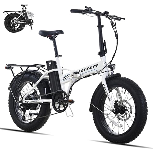 Totem Hammer Electric Bike for Adults, 20” x 4” Fat Tire Folding Ebike, 500W Powerful Motor Electric Folding Bike, 48V 10.4Ah Removable Battery