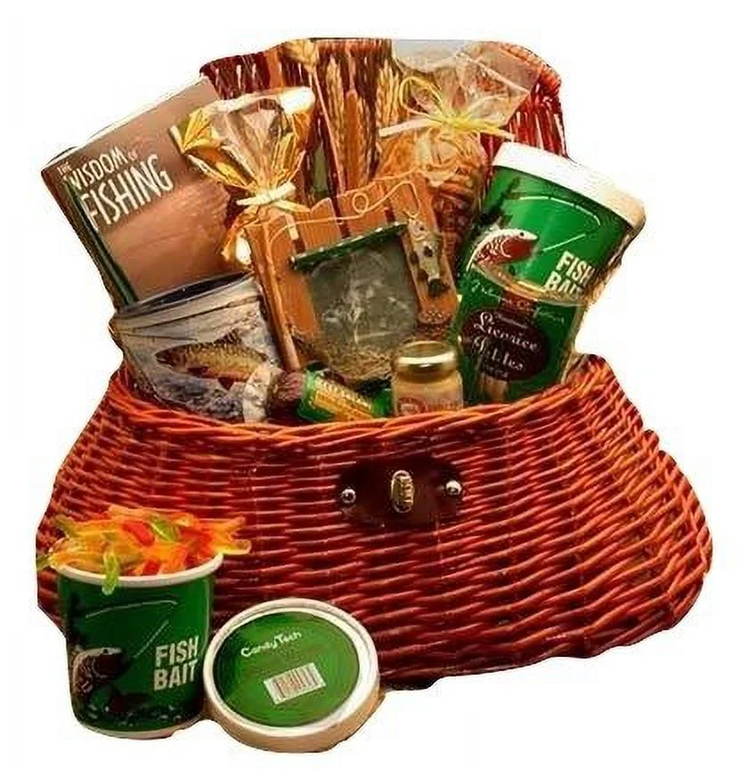 Reel It in Gourmet Fishing Creel Gift Basket | Great Fishing Gift Idea of Goumet Snacks