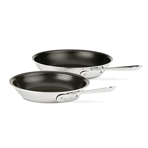 All-Clad D3 3-Ply Stainless Steel Non Stick Fry Pan Set 2 Piece, 8 and 10 Inch, Induction, Oven Broiler Safe 500F, Skillets, Nonstick Frying Pans