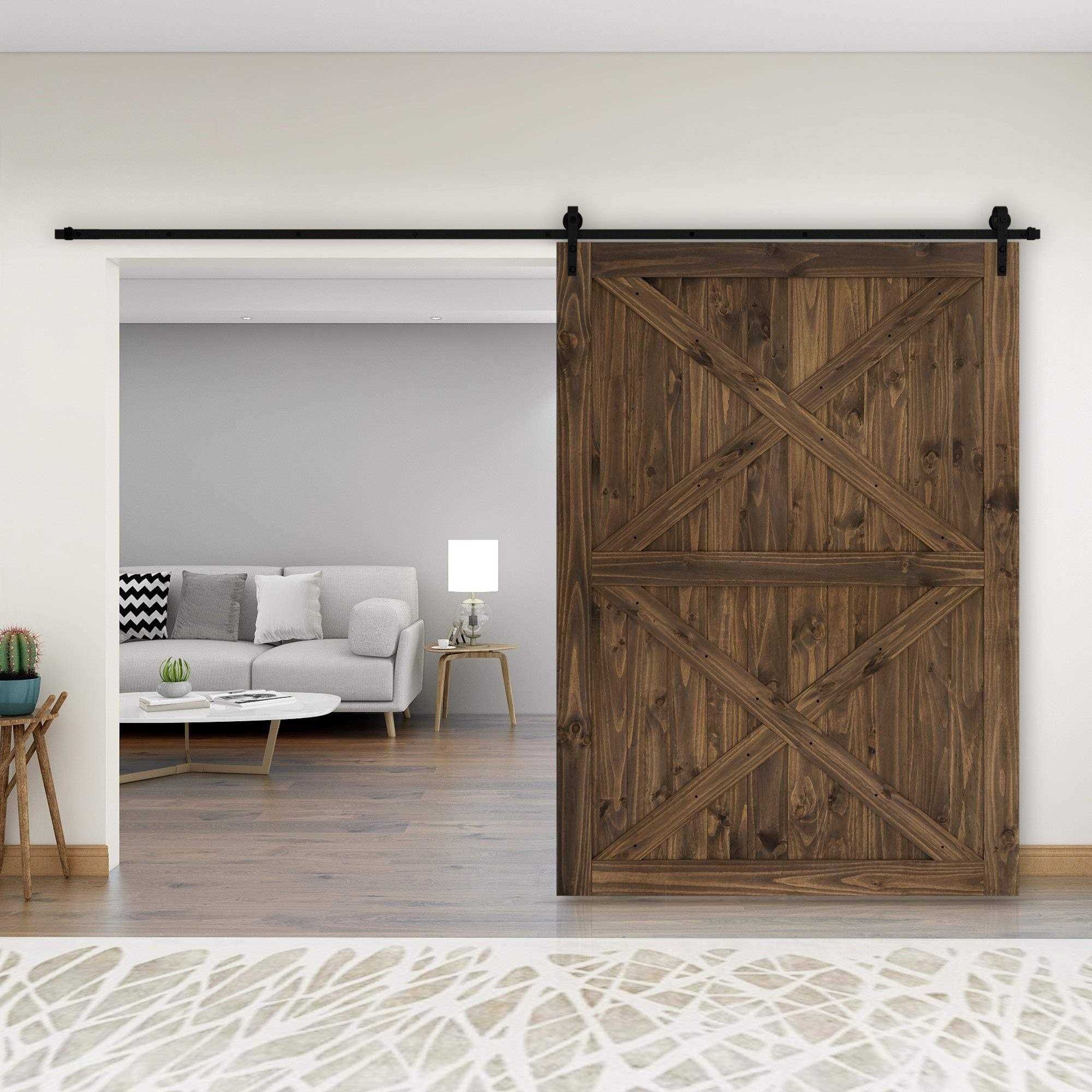 BELLEZE Sliding Interior Barn Door Unfinished Pine Wood