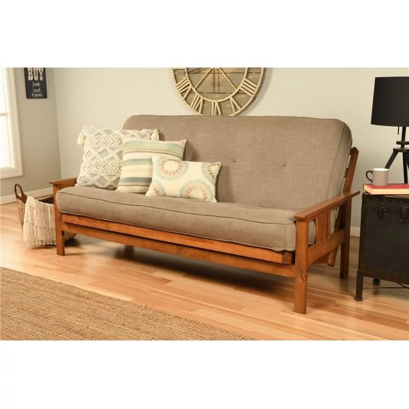 Kodiak Furniture Monterey Full Futon with Fabric Mattress in Gray Stone/Barbados