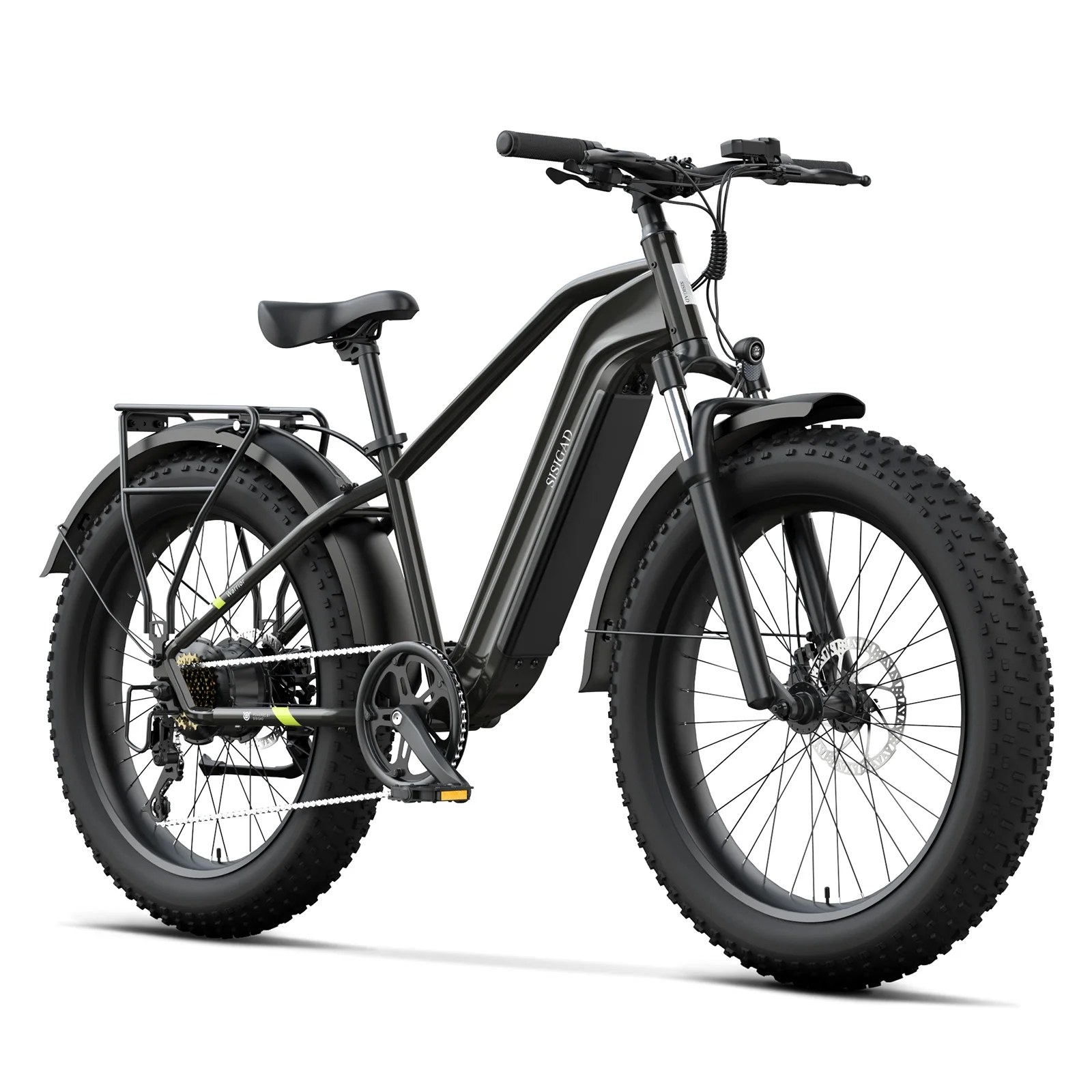 SISIGAD 750W Electric Bike for Adults, 26" Fat Tire Electric Commuter Bike, Moutain Bike with Adjustable Seat and Digital Display, Gray