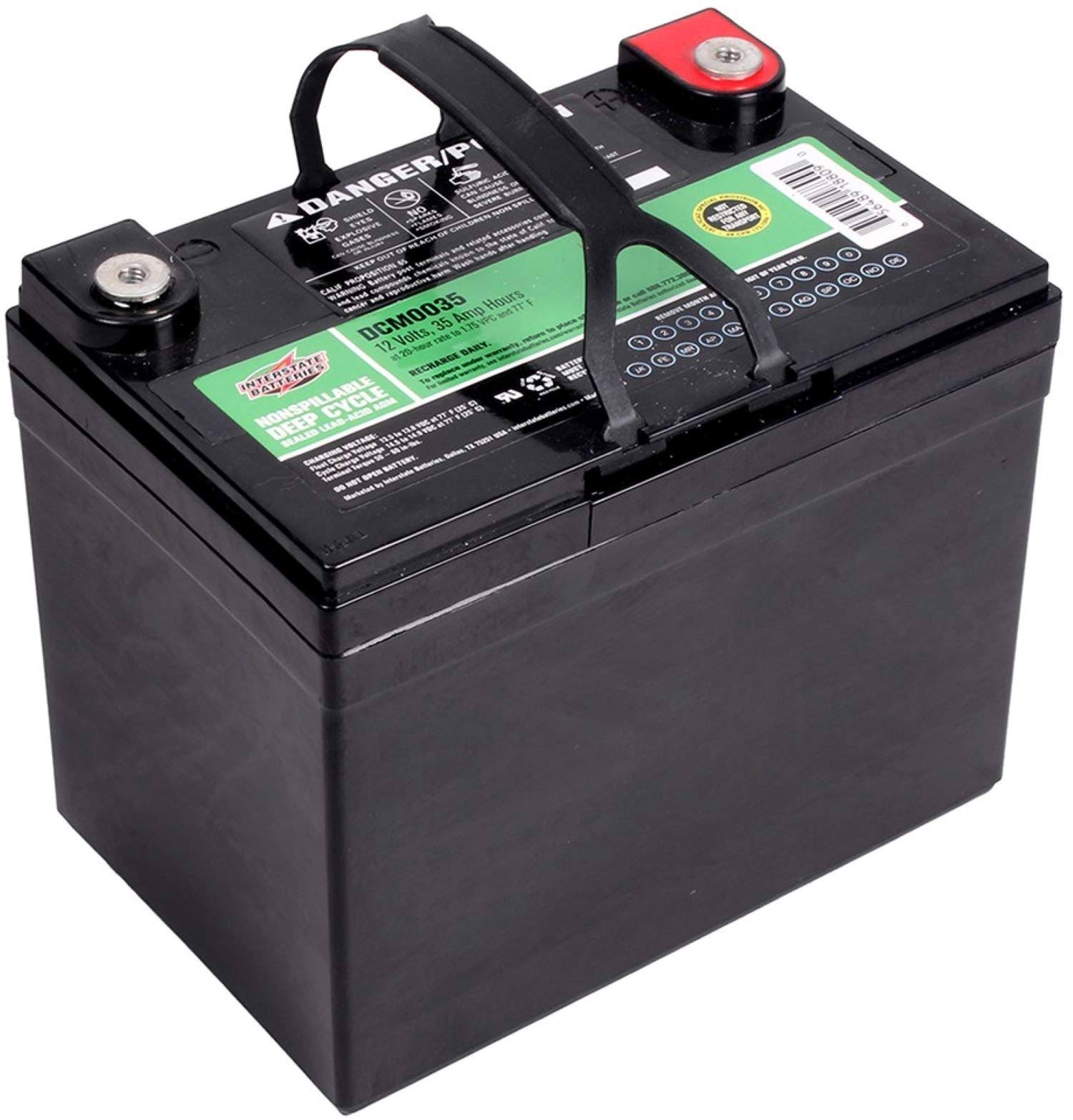 Interstate Batteries 12V 35Ah Sealed Lead Acid (sla) AGM Deep Cycle Battery (dcm0035) Insert Terminals - Megean