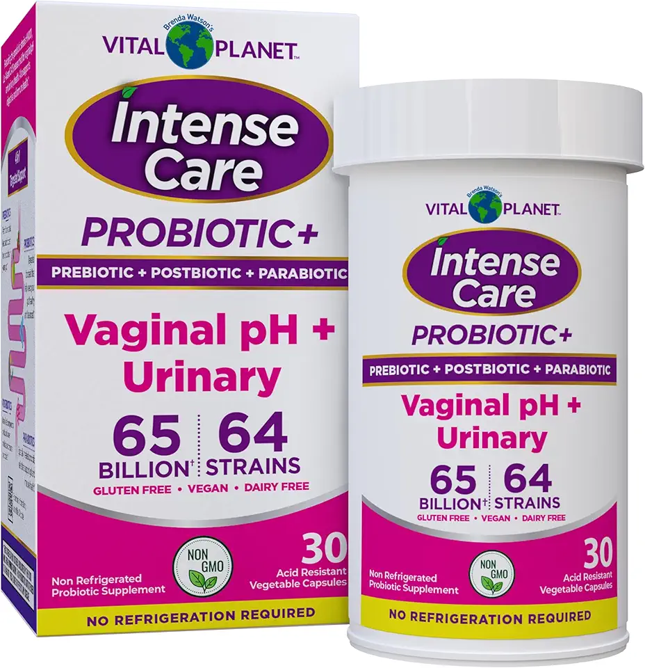 Vital Planet - Intense Care Vaginal pH & Urinary Probiotics for Women Plus Organic Prebiotics, Postbiotics, and Parabiotics