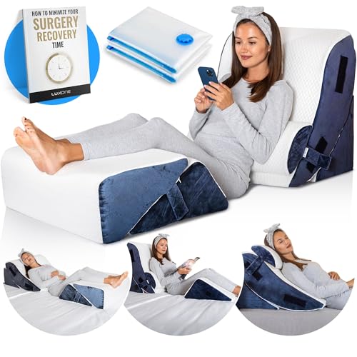 5 Pcs Adjustable Relaxing System w/Leg Elevation Pillow - Perfect Orthopedic Pillow Set for After Surgery