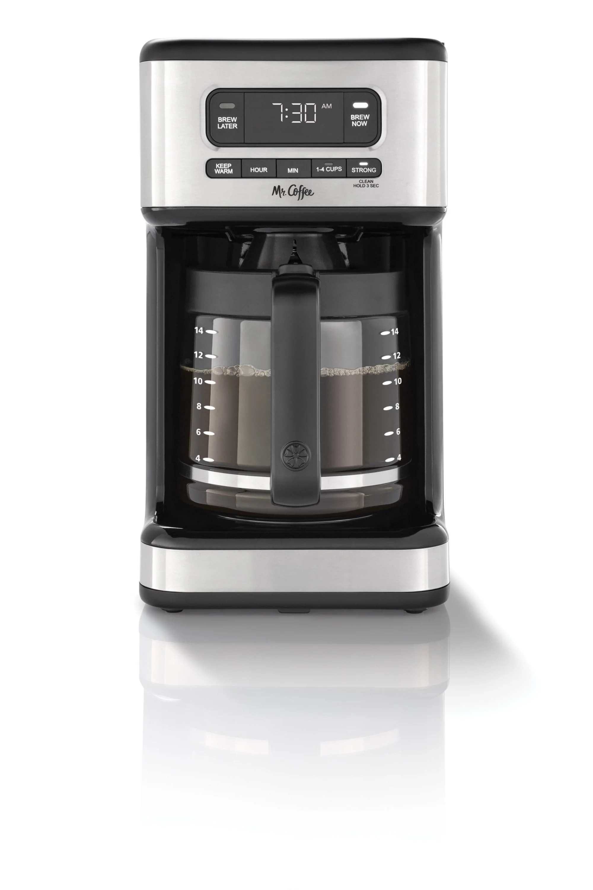 Mr. Coffee? 14 Cup Programmable Coffee Maker, Dark Stainless Steel