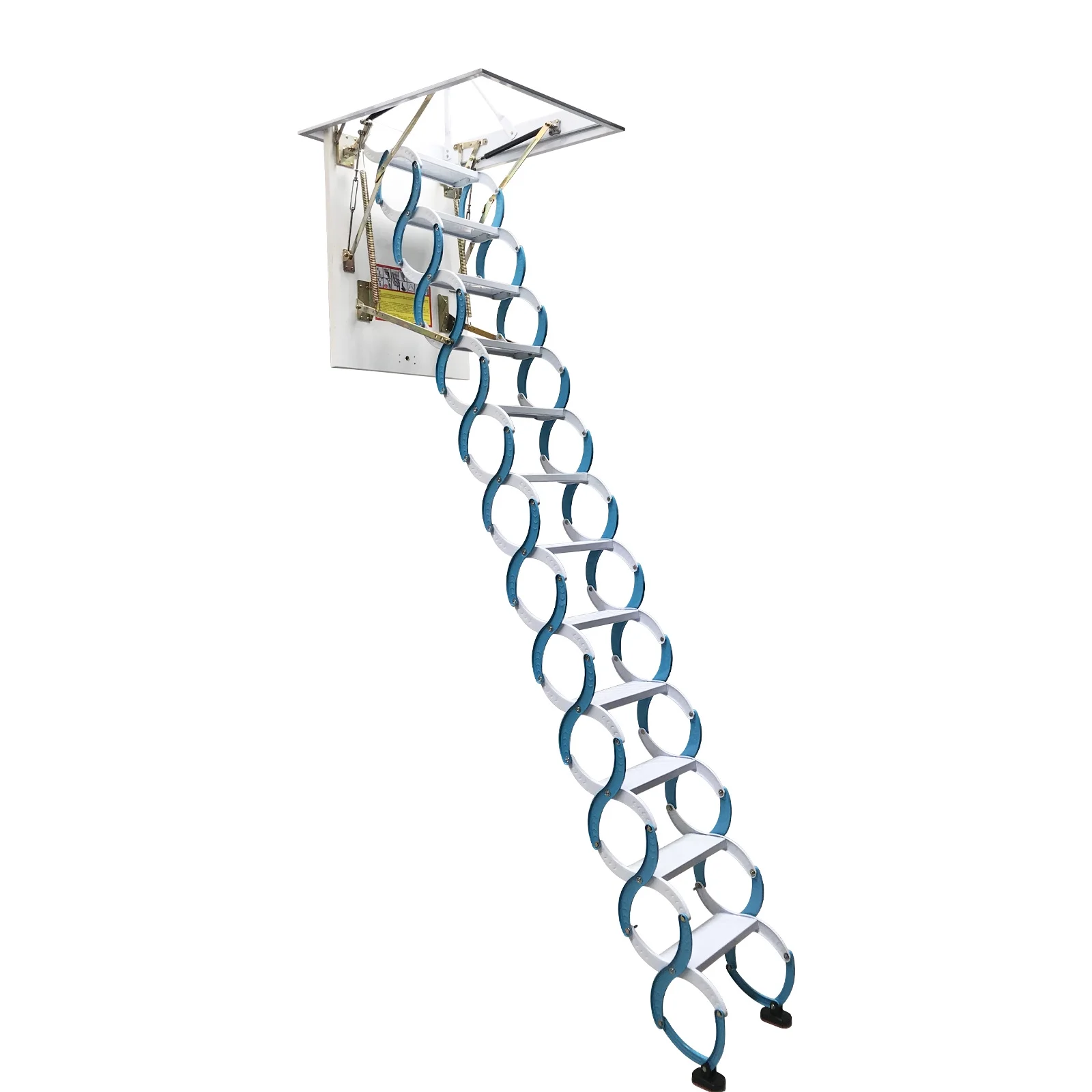 Techtongda Attic Ceiling Ladder Loft Wall Stair Attic Extension Ladder 9.8ft Vertial Height Blue-White Carbon Steel