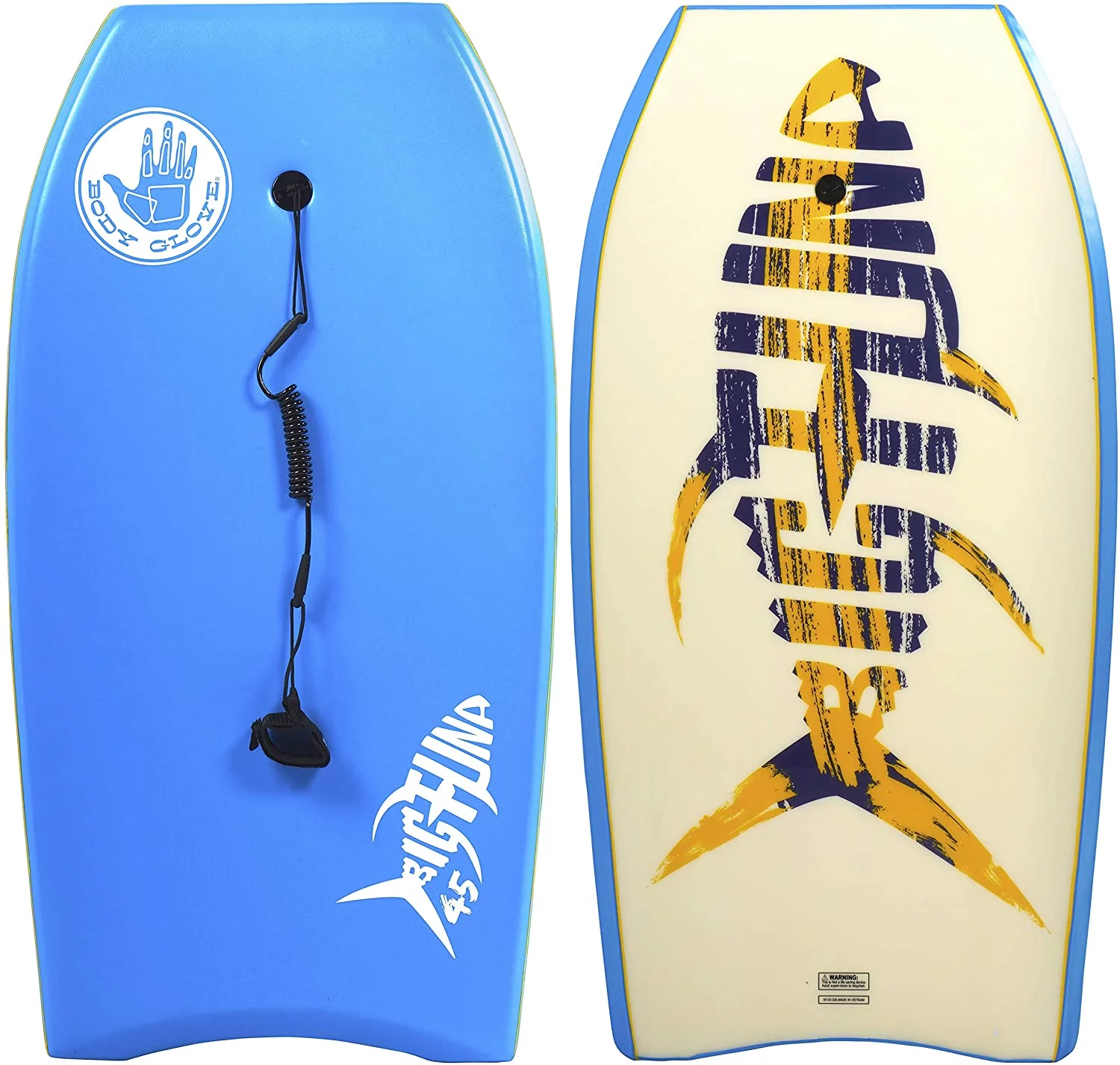 Body Glove Big Tuna 45 inch Large Bodyboard for Tall Riders with Coiled Leash & Wrist Strap - Durable