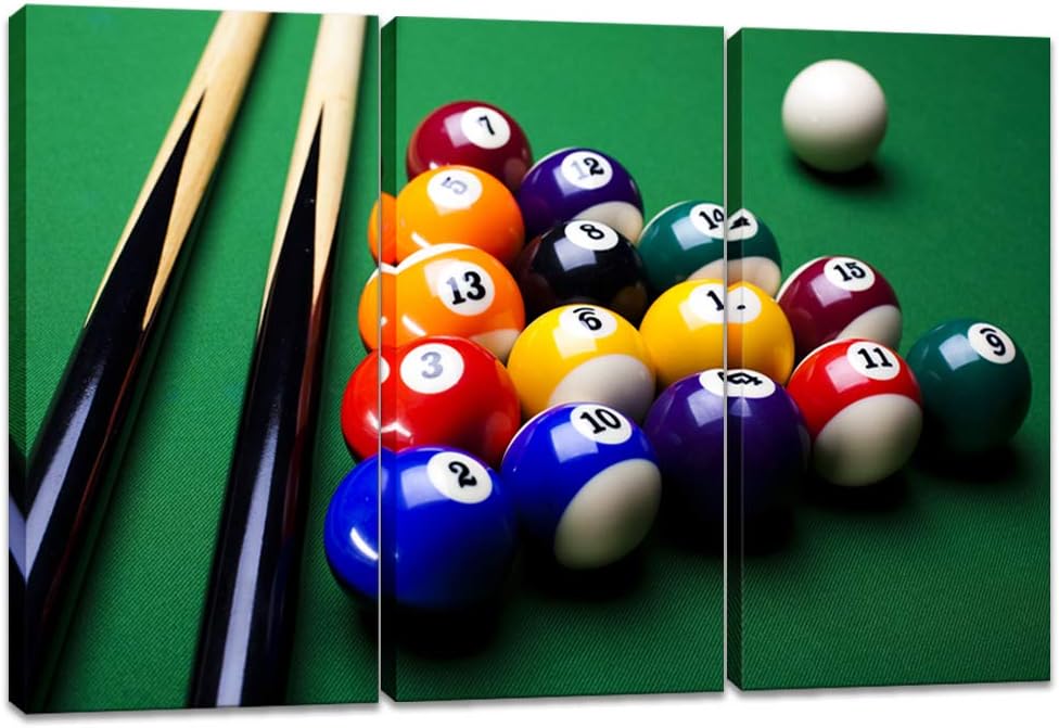 Innopics Billiard Art Wall Decor 3 Piece Large Billiards Ball Canvas Wall Art Snooker Pool Table Close up Picture Print Painting Modern Giclee Print