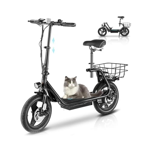 Caroma Peak 500W/800W/1200W Electric Scooter for Adults with Seat,14" Fat Tire,15/25/30 Miles Long Range& 20MPH Top Speed
