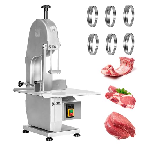 1500W Electric Bone Saw Machine, 0.8-5.9 Inch Cutting Thickness,2.6HP Frozen Meat Cutter 110V Commercial Bandsaw Machine