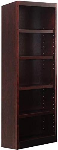 Bowery Hill Traditional 72 Tall 5-Shelf Wood Bookcase in Dry Oak