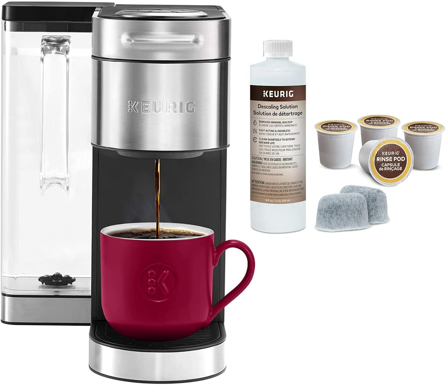 Keurig K-Supreme Plus Single-Serve K-Cup Pod Coffee Maker (Stainless Steel) Bundle with 3-Month Brewer Maintenance Kit (2 Items)