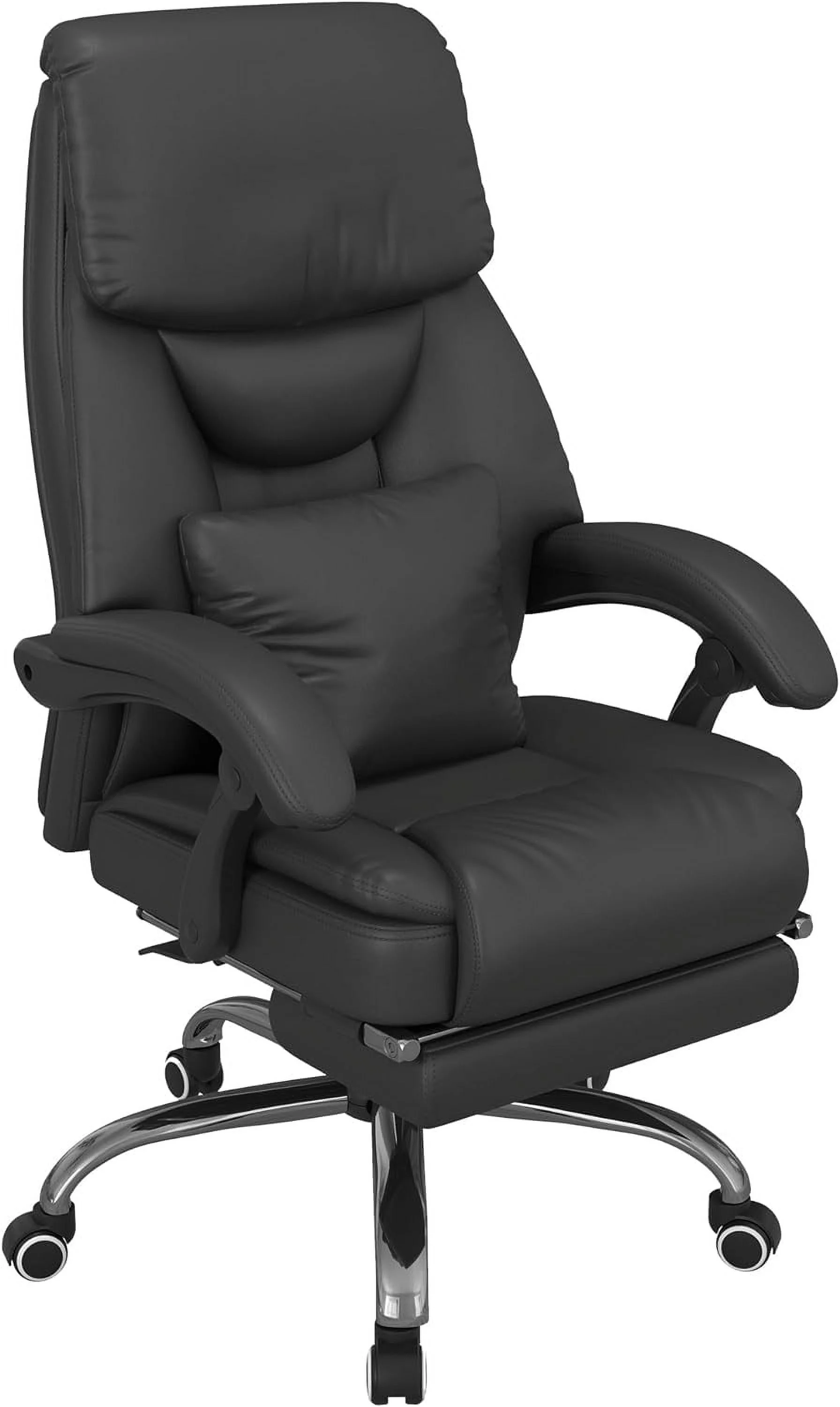 Kneading Massage Office Chair, Reclining Executive Office Chair, PU Leather High Back Computer Chair With Lumbar Cushion, Footrest, Adjustable Height