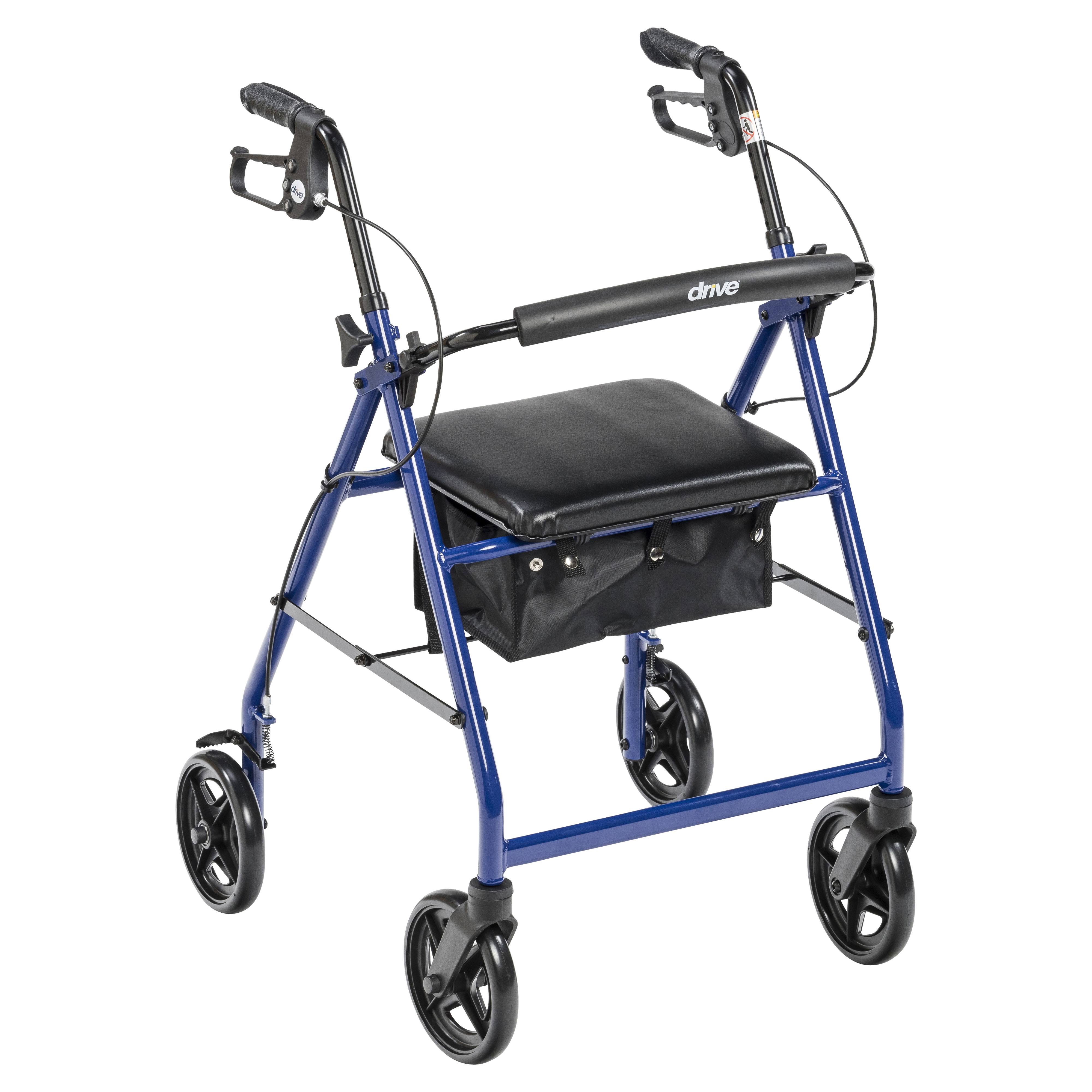 Drive Medical Aluminum Rollator with Fold Up and Removable Back Support and Padded Seat Blue