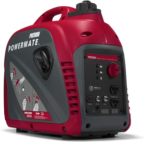Powermate PM2000i 2,000-Watt Gas-Powered Portable Inverter Generator - Quiet Performance - Ideal for Home, Camping, RV and Outdoor Activites