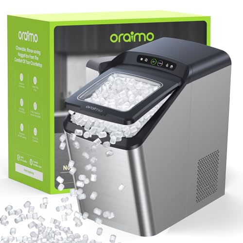 Oraimo Nugget Ice Maker, Ice Makers Countertop, 26 Lbs/Day Tooth-Friendly Chewable Ice with Self-Cleaning, Auto Water Refill, Sonic Pebble Ice Machine