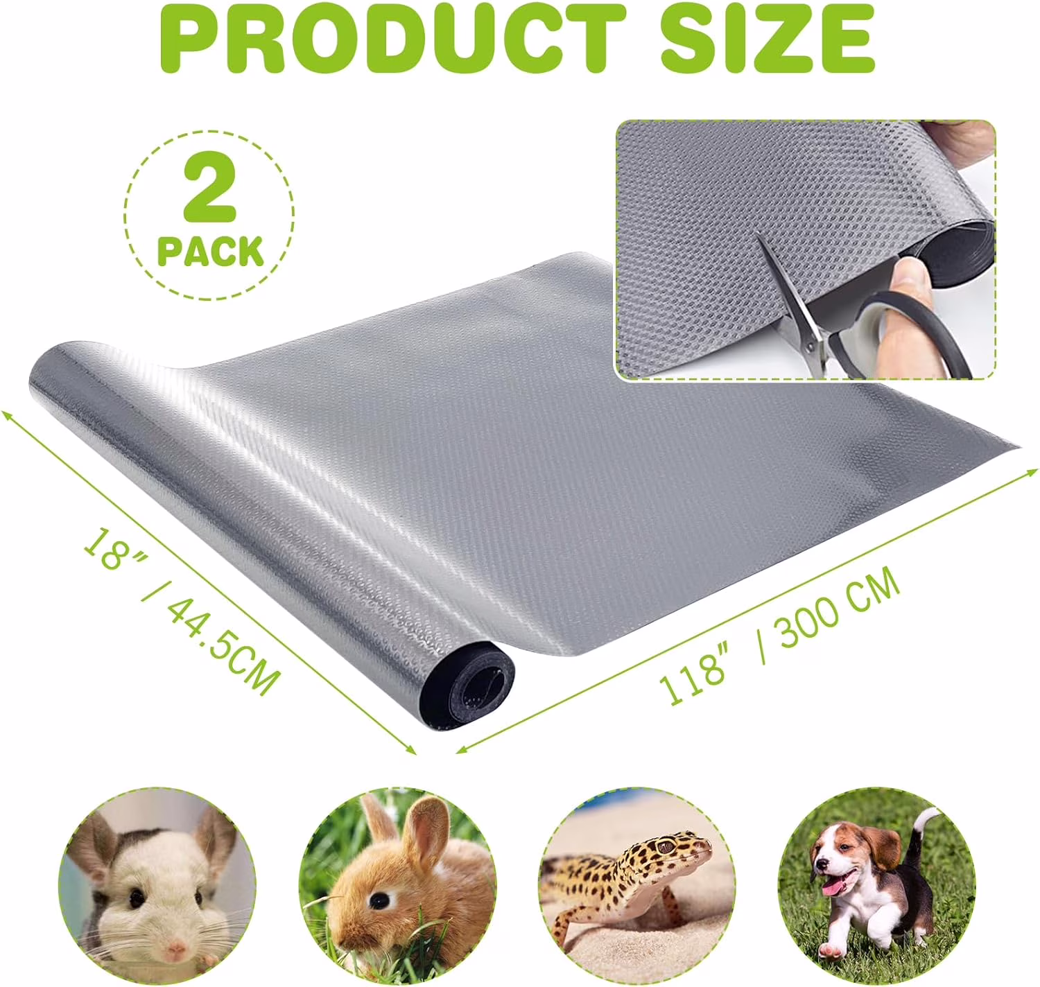 Waterproof Pet Cage Liner 2 Pack 118x18inch Reusable Floor Mat for Rabbit Dog Guinea  Chinchilla Ferret