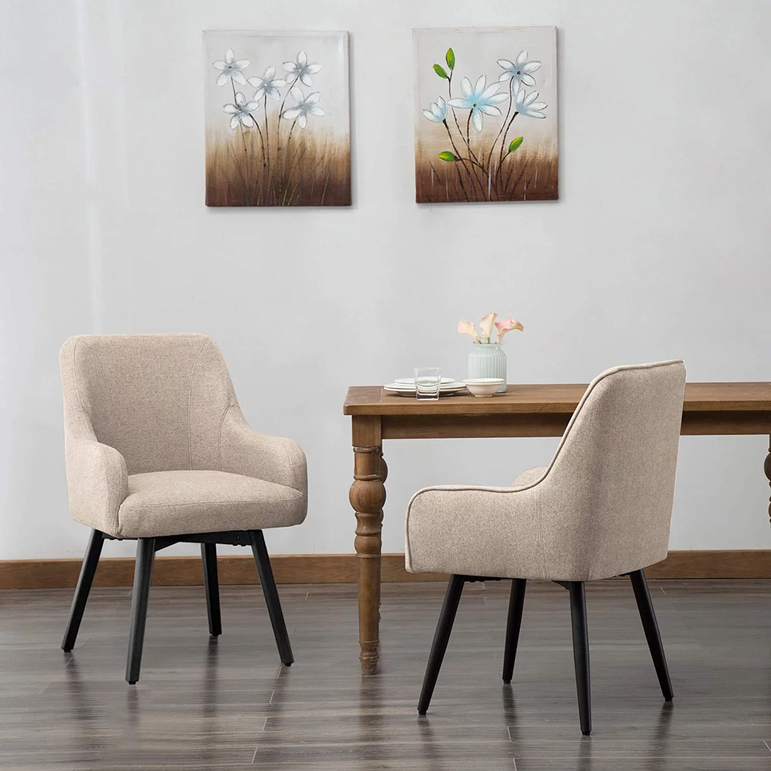 Andeworld Swivel Dining Chairs Set of 2 Upholstered Accent Chairs Living Room Chairs Desk Office Arm Chair