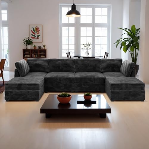 ovios 130.7" Modular Sectional Sofa Couch, U-Shaped Cloud Couches with 2 Ottomans Chaise