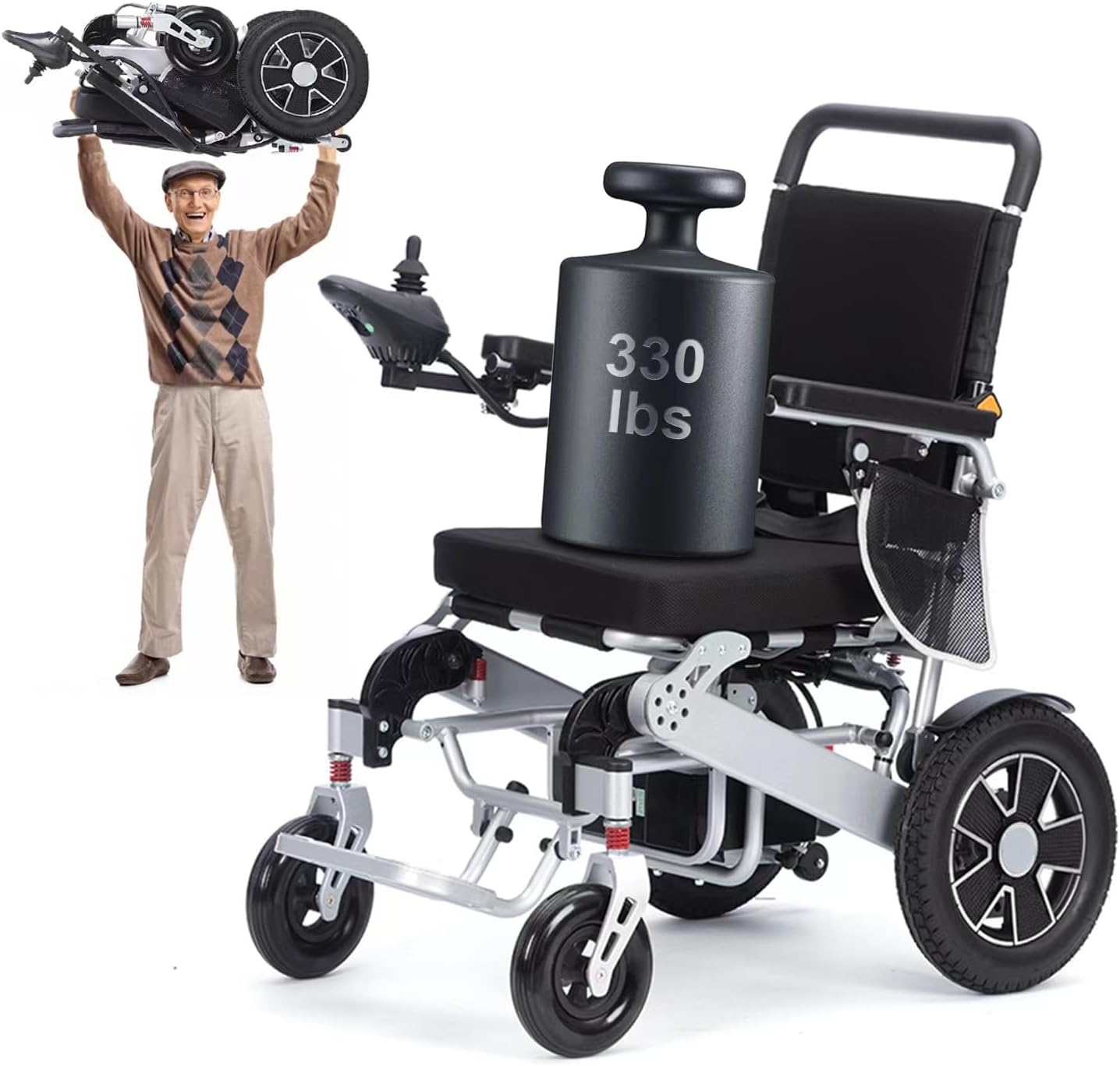 Intelligent Lightweight Foldable Electric Wheelchair, Portable Long Range Motorized Wheelchair,All Terrain Motorized Wheelchair for Adults
