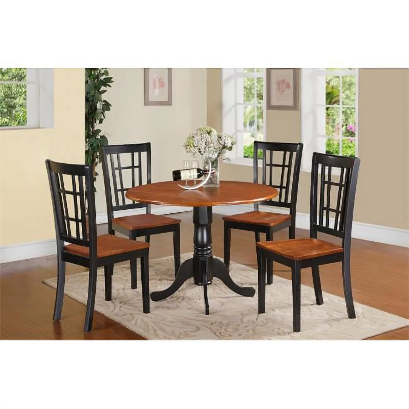 East West Furniture  3 Piece Small Kitchen Table Set-Kitchen Table and 2 Dinette Chairs