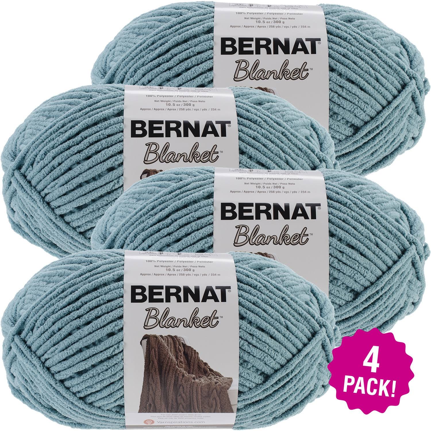 Bernat Blanket Big Ball Yarn Teal, Multipack of 4 - Megean
