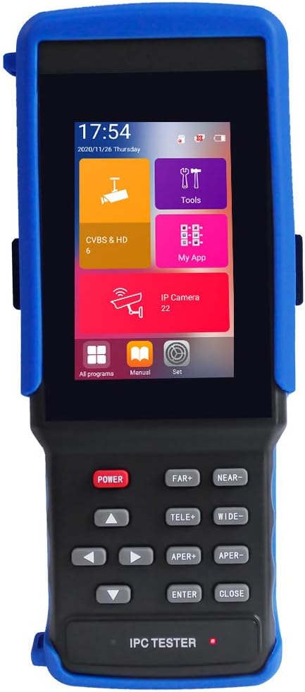 IP Camera Tester CCTV Tester 4 Inch Touch Screen H.265 IP/CVBS/CVI/TVI/AHD/Analog Camera Tester Built in WiFi, PoE Power Output,PTZ Control