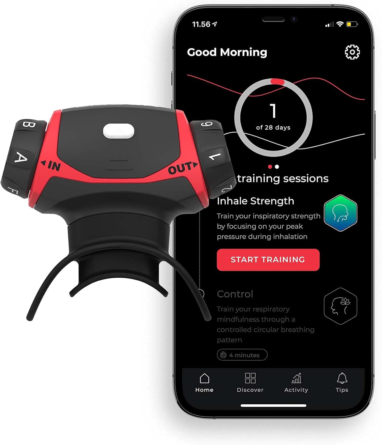 Airofit Pro Breathing Exercise Device + Guided Smart Breathing Trainer | Muscle Trainer for Enhanced Lung Capacity