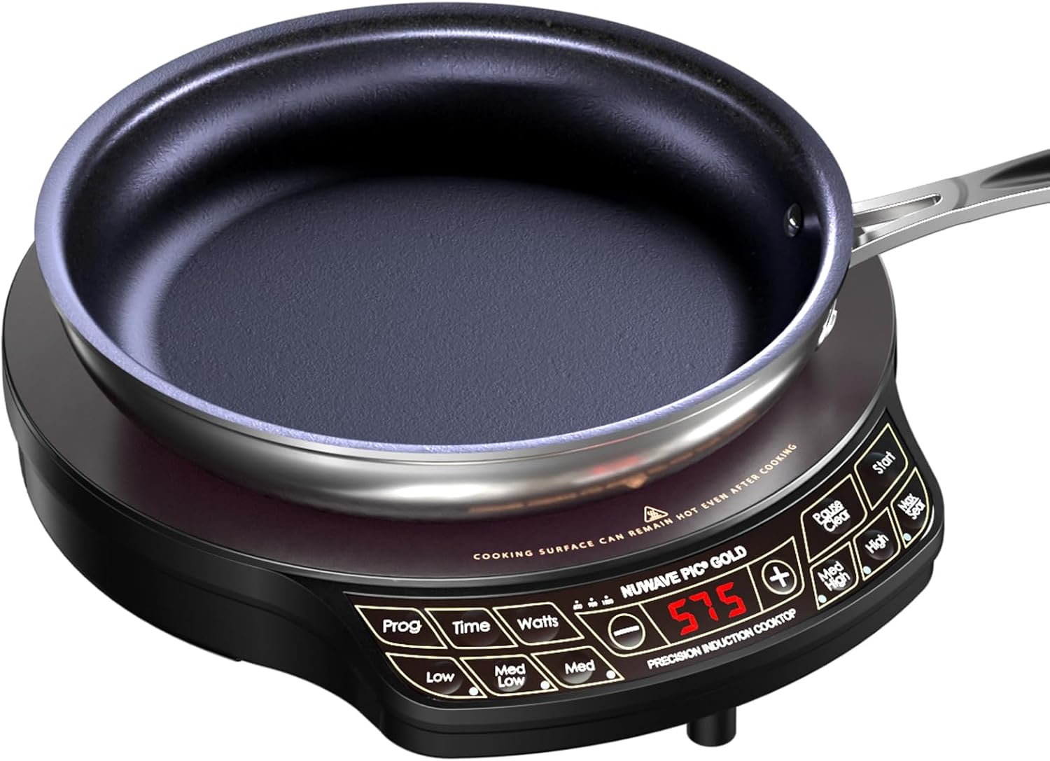 Nuwave Gold Precision Induction Cooktop, Portable, Powerful Large 8” Heating Coil, 12” Shatter-Proof, Heat-Resistant Ceramic Glass Surface