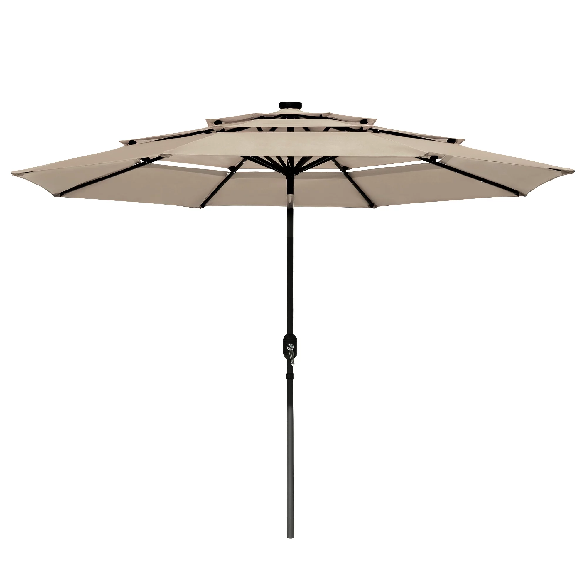 Yescom 10 Ft 3 Tier Patio Umbrella with Solar LED Crank Tilt Button Garden - Radiant Selections
